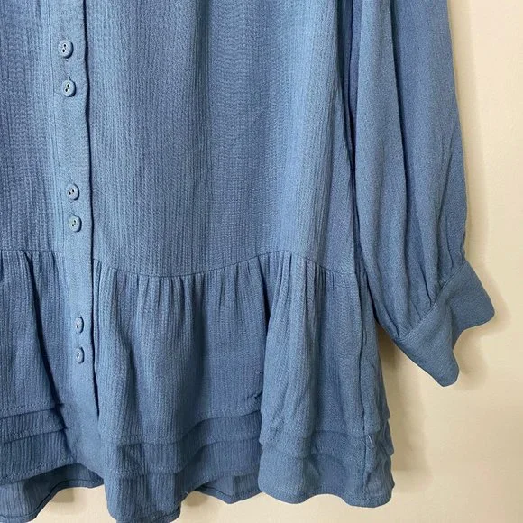 Soft Surroundings Blue Peplum Button Up Tunic - Picture 4 of 8